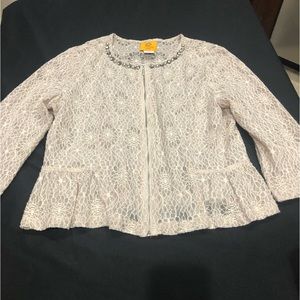 Ruby Rd. Petite Jacket Size 10P Off White Zip Front Beautiful!